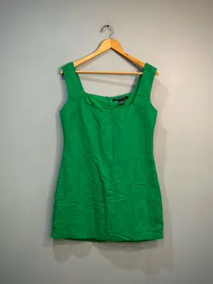 Green French Connection Linen Blend Mini Dress Size 8 NWT thumbnail 3