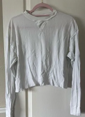 Brandy Melville Waffle Knit Long Sleeve White thumbnail 1