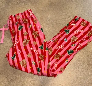 Old Navy Pink and Red Holiday Stripe Pajama Pants thumbnail 1