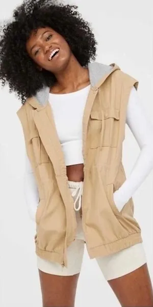Offline by‎ Aerie Tan Hooded Cargo Vest, XS thumbnail 1