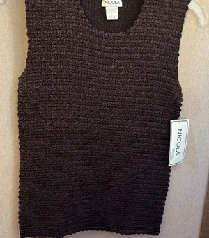 FINAL MARKDOWN Nicola ladies Dark Brown Crewneck top large NWT thumbnail 1
