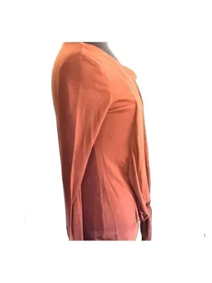 Avon Mark Blouse Long Sleeve Tie Front Small Brown thumbnail 2