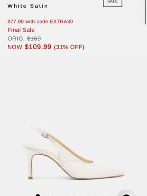 Dolce Vita White Embellished Pointed Toe Slingback Heels thumbnail 6