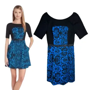 Plenty By Tracy Reese Anthropologie Medallion Foulard Frock Dress Blue 8 NEW thumbnail 2