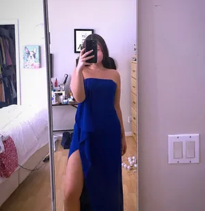 Halston Heritage Women’s Royal Blue Ball Gown Long Prom Dress thumbnail 6