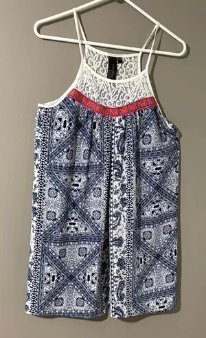 Trixxi Blue and White Sleeveless Halter Sundress thumbnail 1