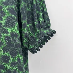 RHODE Aderyn Cotton Linen Tiered Maxi Dress Emerald Savoy Lace Green Black Large thumbnail 5