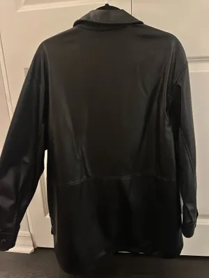 ZARA Leather Jacket Black Faux thumbnail 3