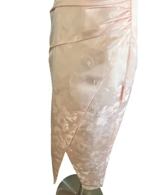 BHLDN Levi Corset Ruched Satin Jacquard Side-Slit Midi Dress Size 4 thumbnail 10