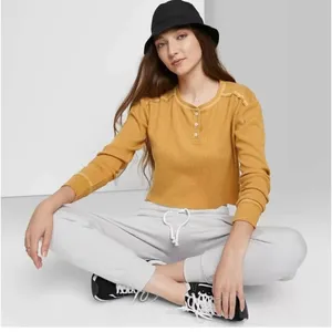 NWT Womens Wild Fable Thermal Waffle Knit Crop Top - Sz XXL thumbnail 1
