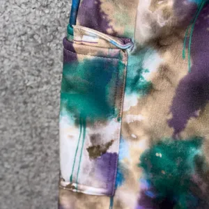 Boohoo Womens Abstract Tie Dye Tracksuit Set Cargo Sweatshirt Joggers Purple L thumbnail 7