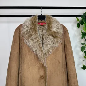 Anne Klein Trendy Faux Suede Penny Lane Coat size L Large Boho Western Shaggy thumbnail 3