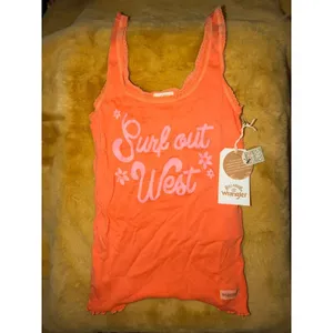 Billabong X‎ Wrangler Women's Orange Surf Out West Tank Top, Size S/8, NWT thumbnail 2