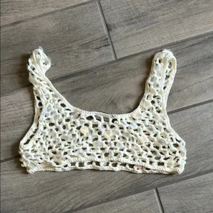 White Fox Boutique Cream Crochet Crop Top thumbnail 5