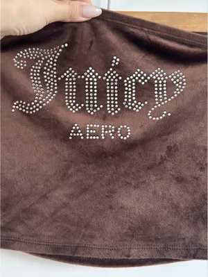 Juicy Couture Aeropostale Brown Velour Rhinestone Tube Top Y2K Size Small thumbnail 3