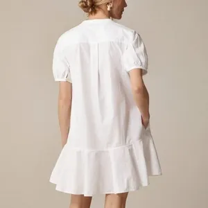 NWT!! J. CREW Delilah Dress‎ Cotton Poplin Solid White Mini Ruffle Small Tall ST thumbnail 8