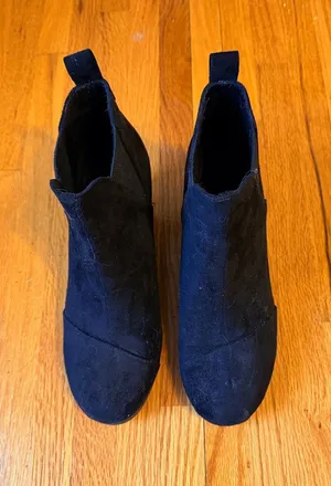 Women's Black Suede Ankle Booties with Pull Tab Size 9 thumbnail 1