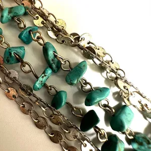 Silver tone blue beaded long multi strand necklace’s thumbnail 4