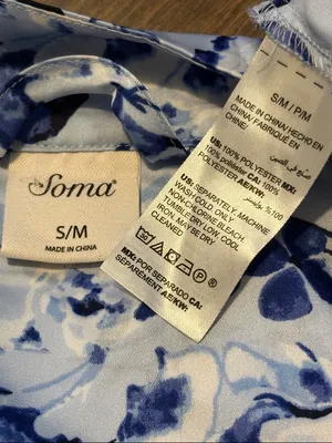 Soma Small Light Blue Floral Satin Wrap Robe thumbnail 3