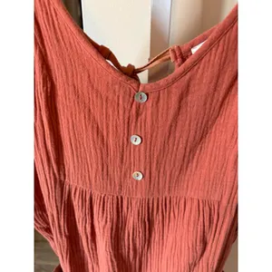 Easel Terracotta Rust Gauze Wide Leg Jumpsuit Adjustable Straps Pockets Medium thumbnail 3