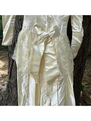 Vintage 50s Wedding Dress Ivory Lace Satin thumbnail 5