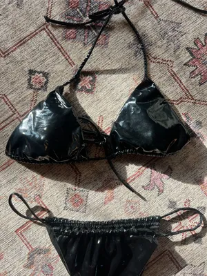 Sexy Black Leather Bikini thumbnail 2