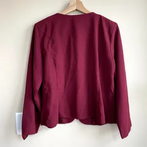 Vintage button front deep‎ red embroidered cardigan jacket women's floral size L thumbnail 6