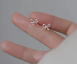 Boutique Silver Bow Stud Earrings thumbnail 4