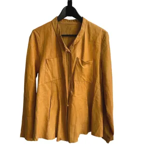Transit Par Such Leather Jacket for Women Mustard Yellow Unlined Snap Tie Size 4 thumbnail 2