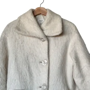 Mango Coat XS wool blend woven in Italy Cream oversized overcoat thumbnail 6