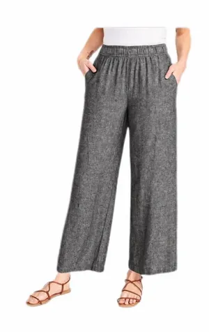 Old Navy Wide-Leg Linen Blend Pull-On Pants in Light Charcoal Heather Size S thumbnail 1