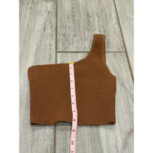 Babaton Aritzia Sculpt Knit One-shoulder Cropped Tank XXS Mocha Brown thumbnail 4