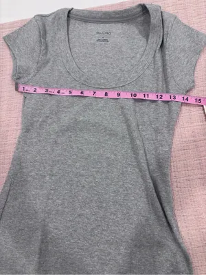 Anthropologie Heather Gray Ribbed Scoop Neck Tee size Small NWT thumbnail 9