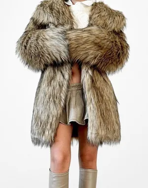 Nakd Fashion Brown Faux Fur Teddy Coat Jacket Size S thumbnail 3