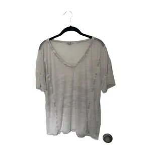 Lucky Brand Women’s Sheer Burnout Oversized T-Shirt White Gray Print Size M thumbnail 2
