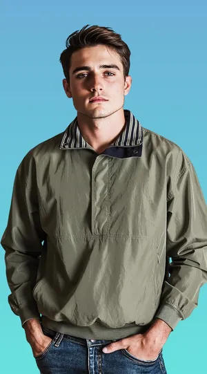 Camp David Vintage Olive Green Quarter Zip Pullover Windbreaker Jacket thumbnail 1
