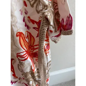 Chico's Tropical Floral Sweater Women‎ 1 M White Orange Crochet Trim Boho Resort thumbnail 3