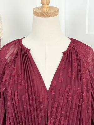 Anthropologie Toulon Pleated Dress Plum Size S NWT thumbnail 4
