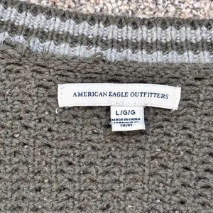 American Eagle Women's Green Open Knit Varsity Button Long Cardigan thumbnail 10