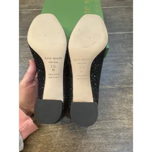 Kate‎ Spade Dolores Black Glitter Shoes Pumps Block Heel Size 7.5 Made in Italy thumbnail 7