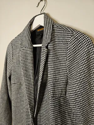 Ambiance Outerwear Black White Houndstooth Jacket Coat Business Casual Neutral thumbnail 2