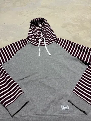 Orvis Gray Hoodie with Burgundy Stripe Sleeves large thumbnail 2