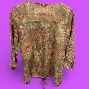 Cute boho western lace mesh paisley lightweight button front blouse festival Y2K thumbnail 4