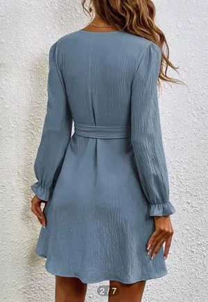 SheIn Blue Wrap Dress thumbnail 2