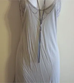 New York & Company Beaded Meckline Sleeveless Top thumbnail 1