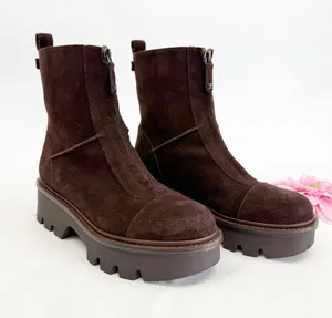 Sam Edelman Cooper Lug Sole Bootie Ankle Boots Chocolate Brown Suede Leather Zip thumbnail 1