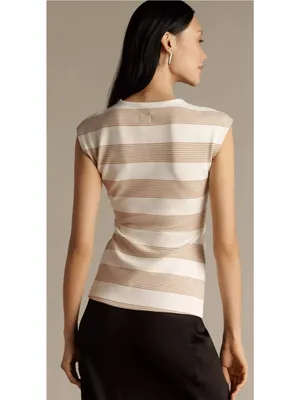 Maeve Anthropologie NWT Striped V-Neck Faux Wrap Sleeveless Top Size Large thumbnail 2