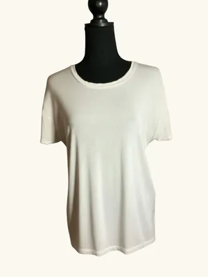 prAna Short Sleeve Tee Cream White Relaxed Fit Casual Basic Top thumbnail 2