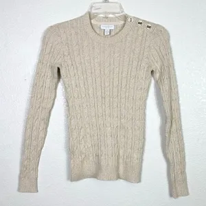 Charter Club Ivory & Gold Cable Knit Sweater thumbnail 1