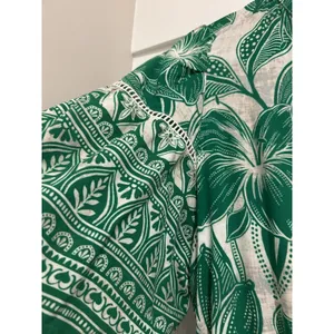 FIG + FLOWER Green Tropical Floral Midi Dress size Large Modest Preppy Teacher thumbnail 6